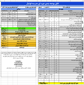 فایل بودجه بندی مدرسه فوتبال