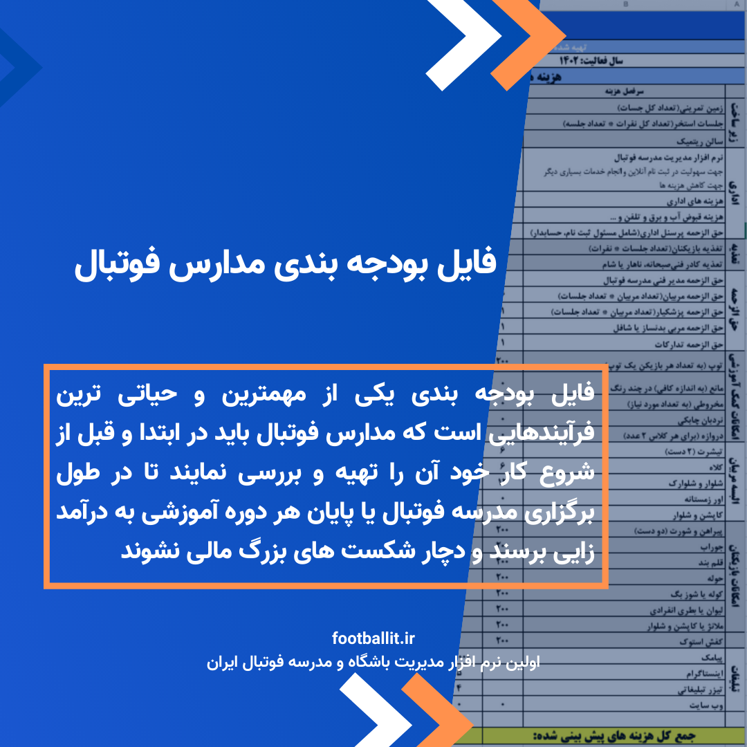 بودجه بندی مدرسه فوتبال